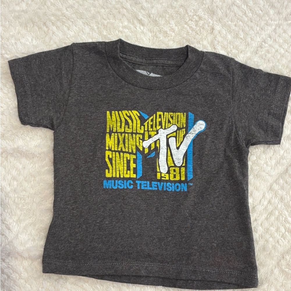MTV Kids Tee - Charcoal with Yellow and Blue
